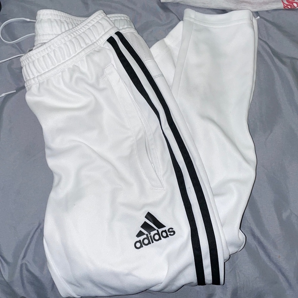 white adidas pants size xs in men’s